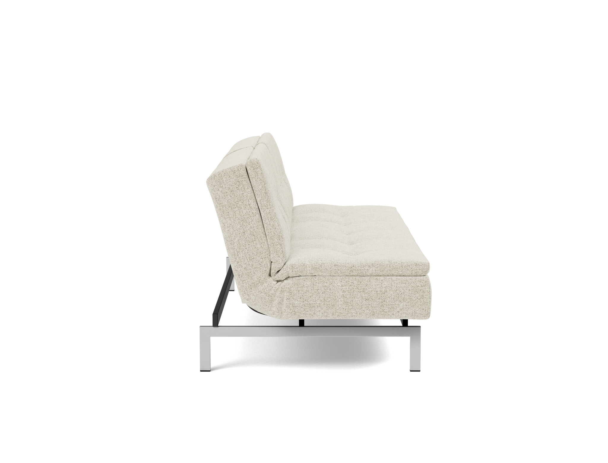 Schlafsofa Dublexo Strukturierter Stoff Taura 357-Off-White Beine Chrom