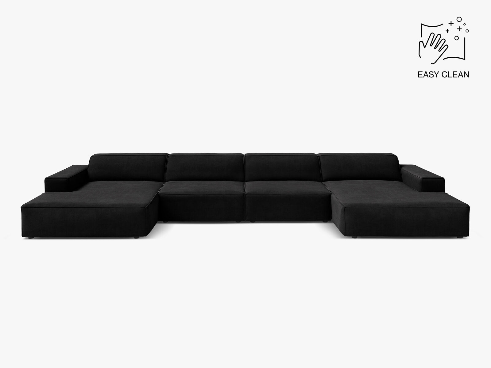 Micadoni Panorama-Sofa Jodie 6-Sitzer Samt Venus Schwarz
