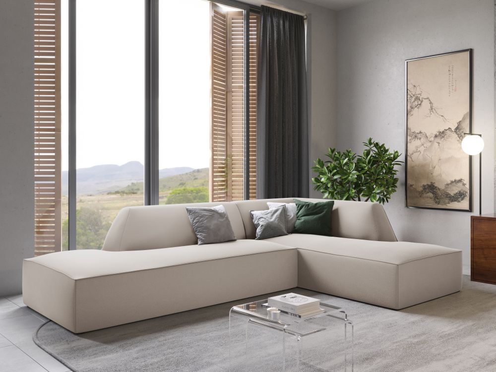 Cosmopolitan Design Ecksofa Siena 4-Sitzer offen Samt Salvador Beige Rechts