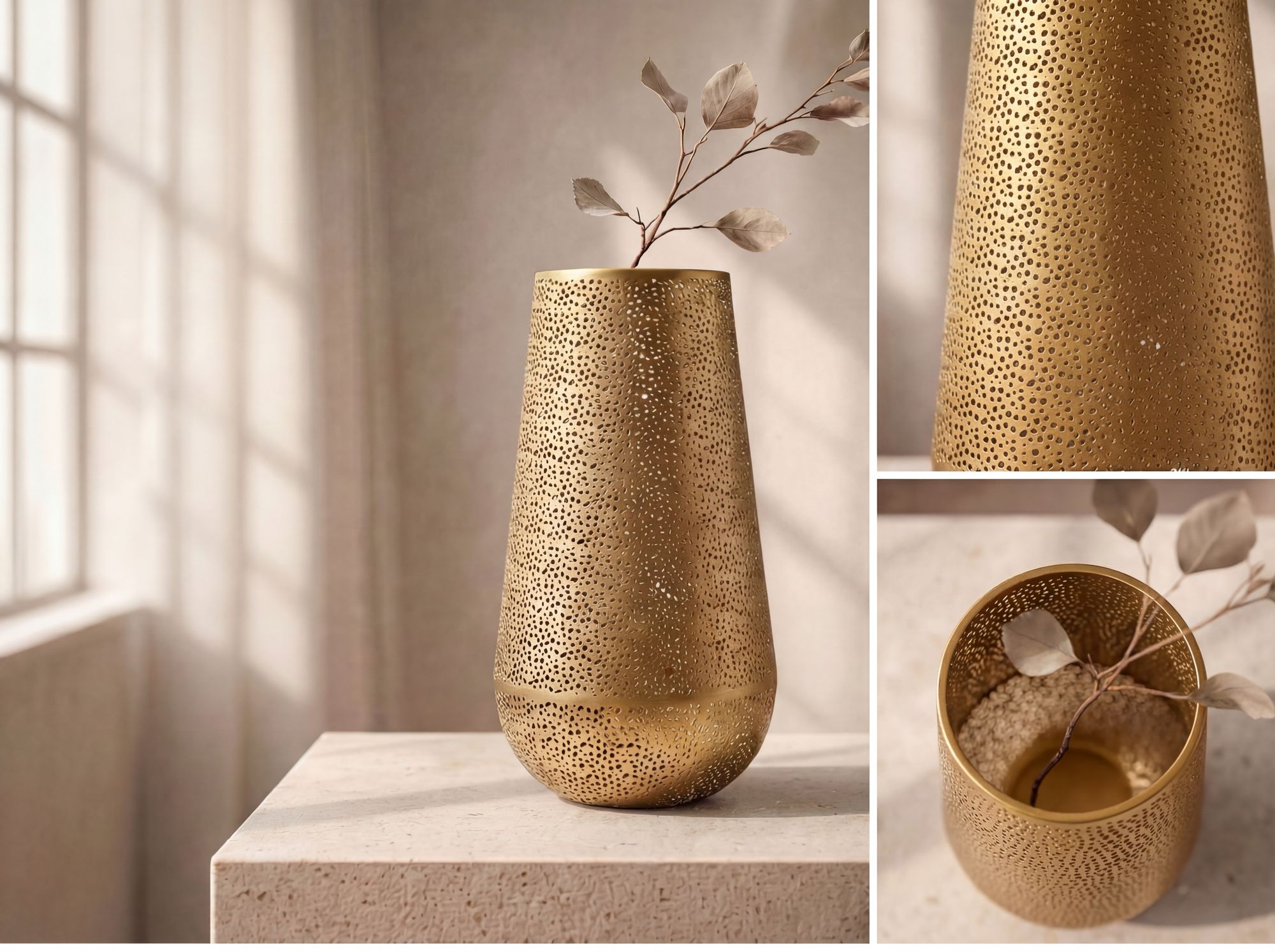 Bodenvase Malvik Metall Gold Ø 25 cm