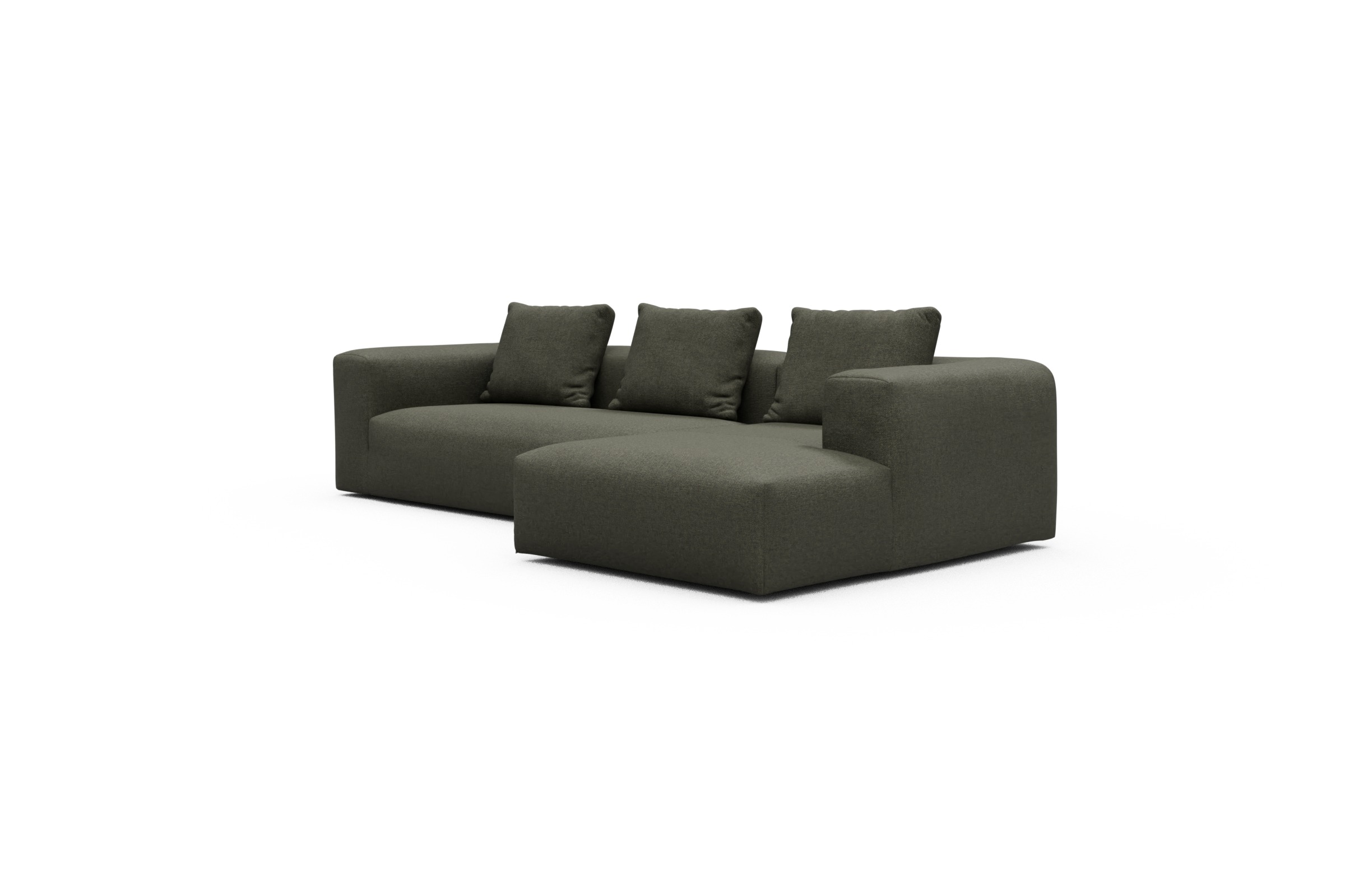 Ecksofa Fred Chaiselongue rechts mit 2,5-Sitzer Sama-Winter-Moss