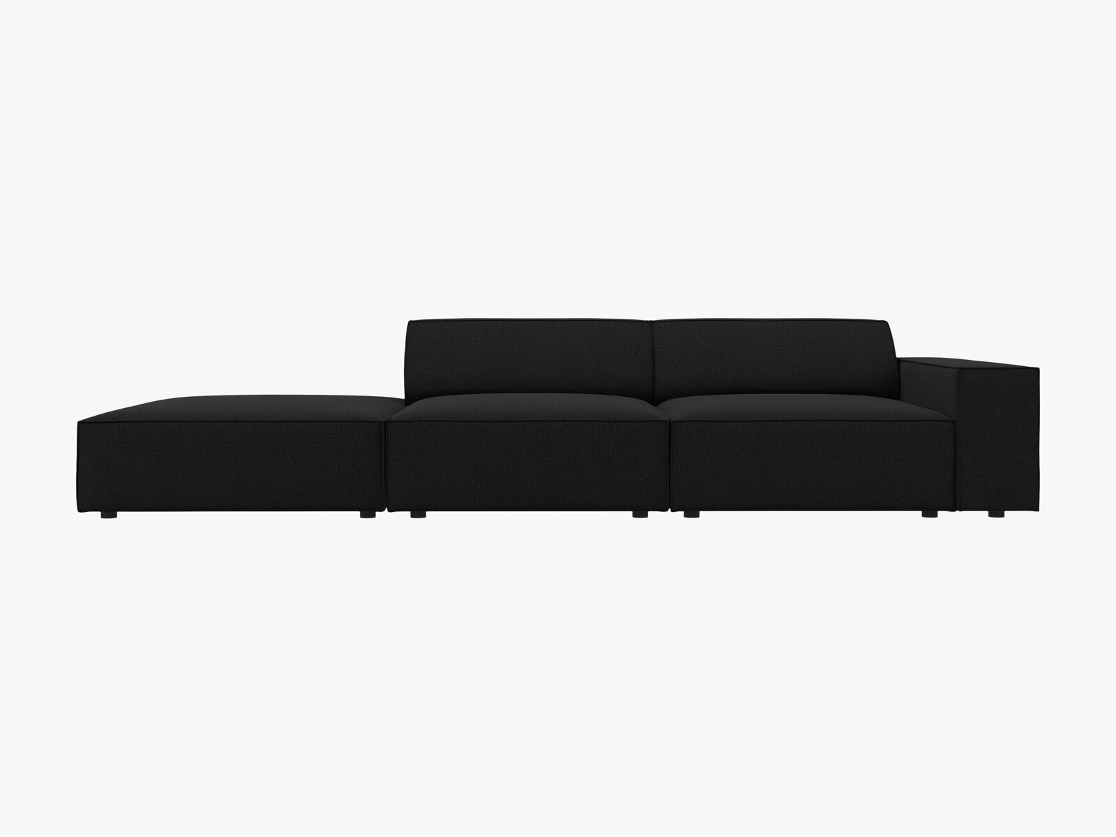 Micadoni Sofa Jodie 3-Sitzer Links Strukturierter Stoff Megan Schwarz