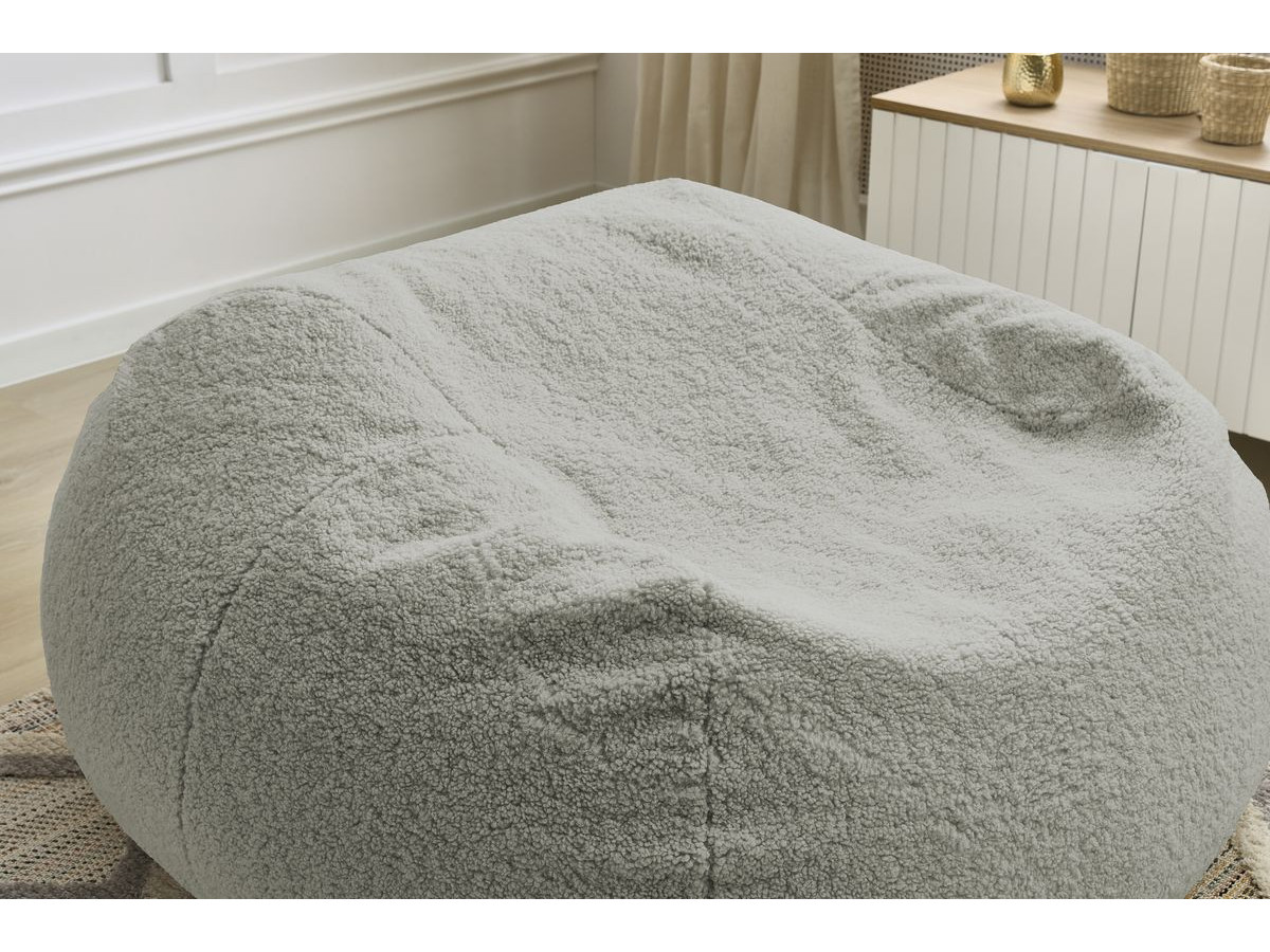 Bobochic Meribel Pouf Bouclé-Stoff Hellgrau