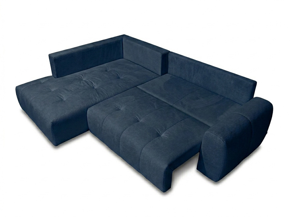 Bobochic Roxelane Ecksofa mit Schlaffunktion und Bettkasten Melange-Stoff Dunkelblau Ecke links