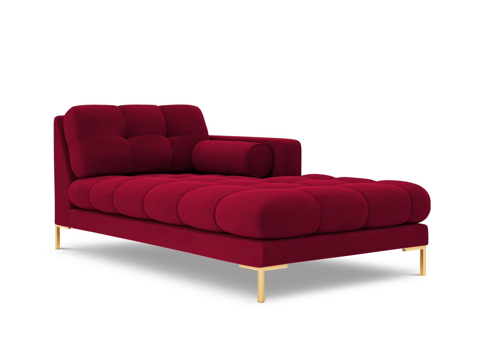 Cosmopolitan Design Chaiselongue Bali Samt Bluvel Rot Rechts Beine Gold