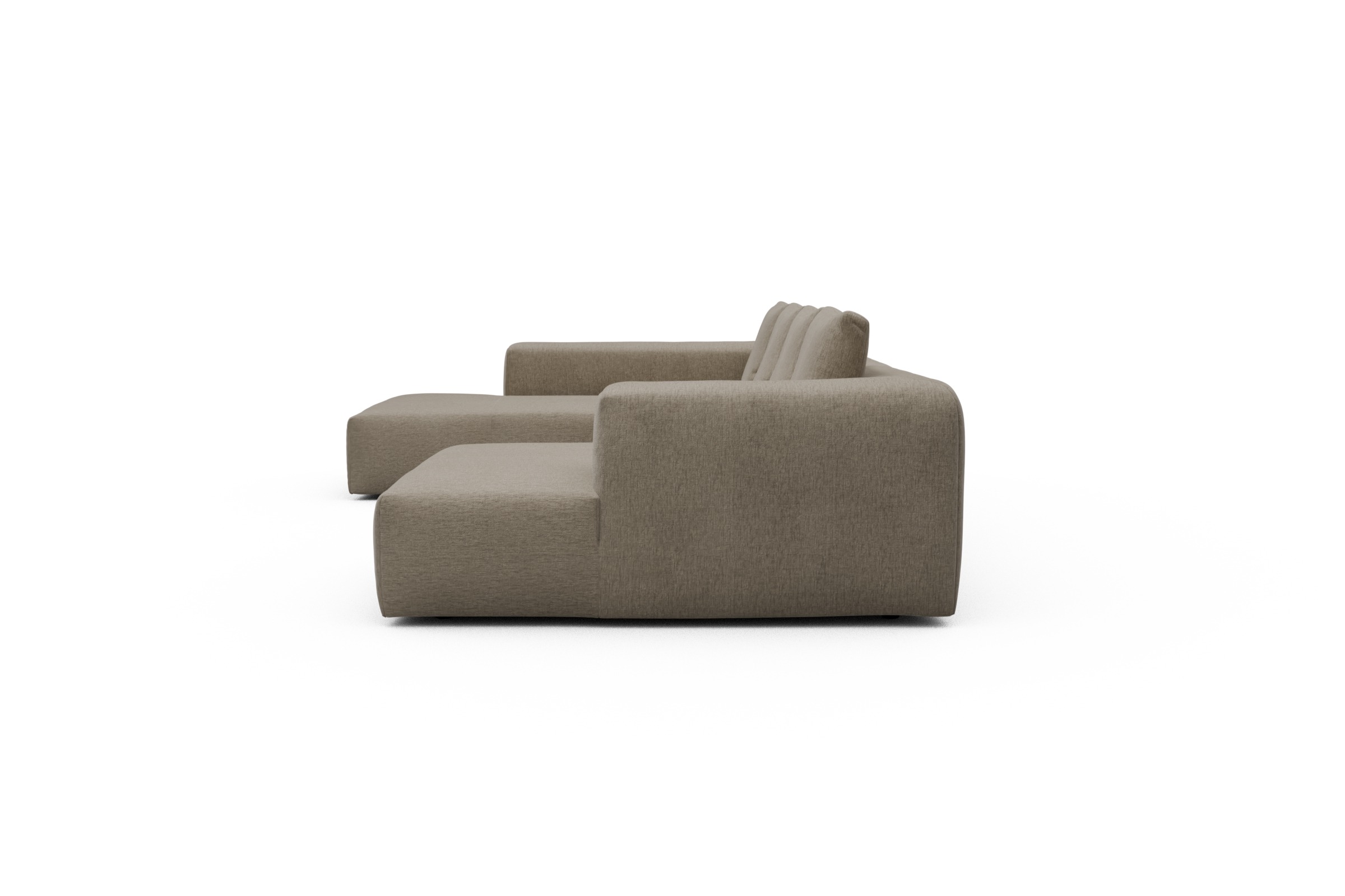 Wohnlandschaft Fred Relax-Ecke links mit 2-Sitzer und Chaiselongue rechts Samt Smooth 810-Beige