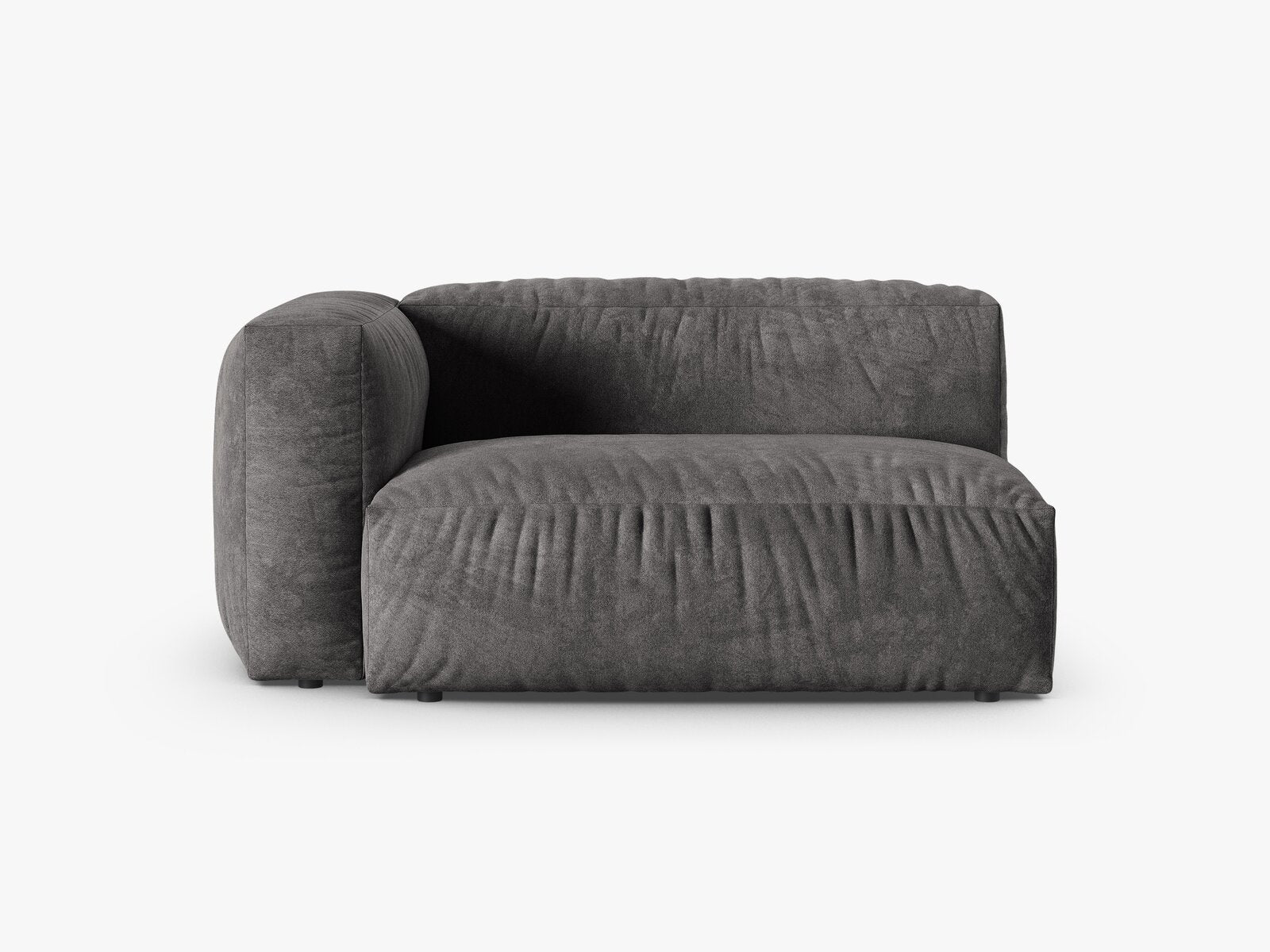 Micadoni Eckmodul mit Armlehne Martina 1-Sitzer Groß 90cm Sitztiefe Links Samt Vogue Grau