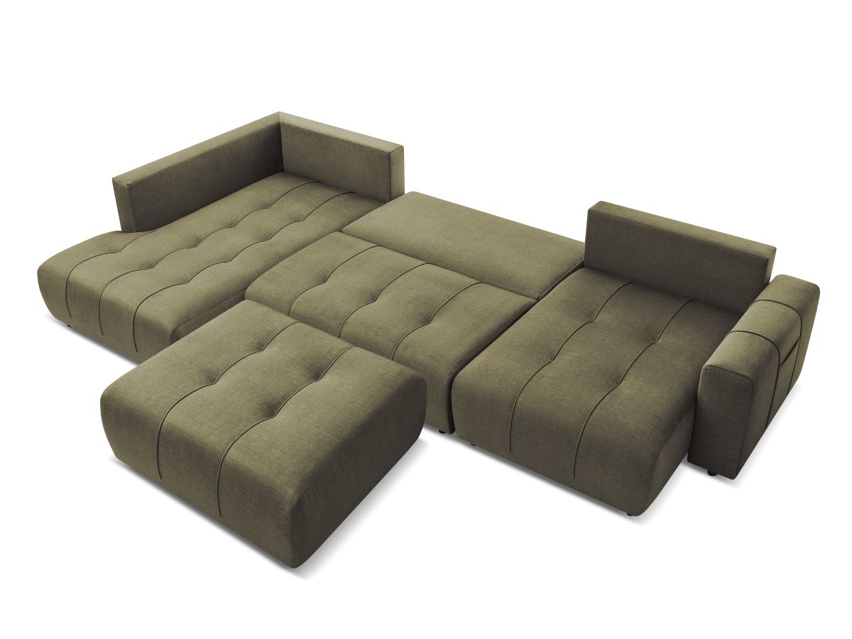 Bobochic Arsene Wohnlandschaft mit Pouf Samt Grün Ecke rechts