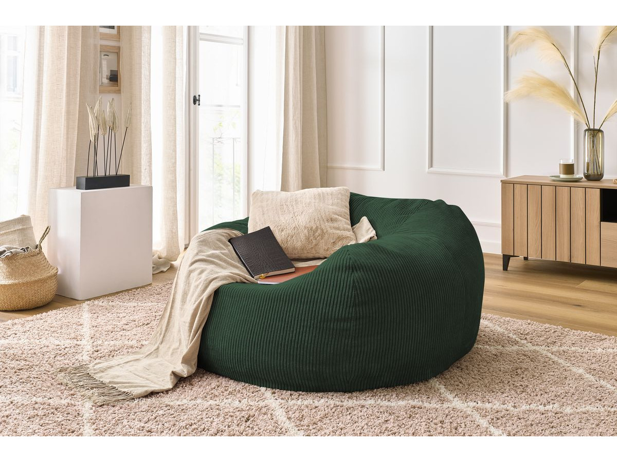 Bobochic Voltaire Pouf 120 × 70 cm Cordsamt Grün