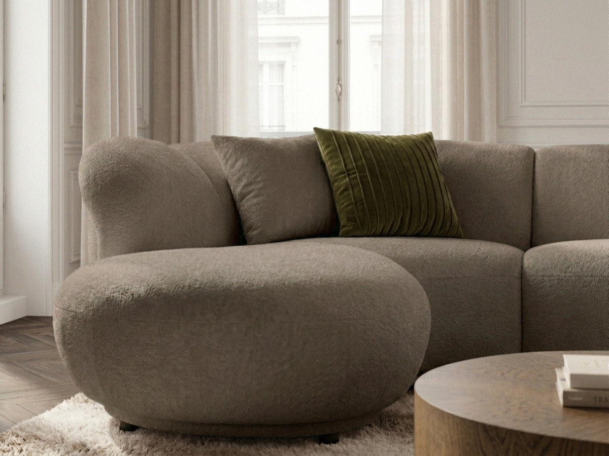 Bobochic Nora Ecksofa Chenille Dunkelbraun Ecke links
