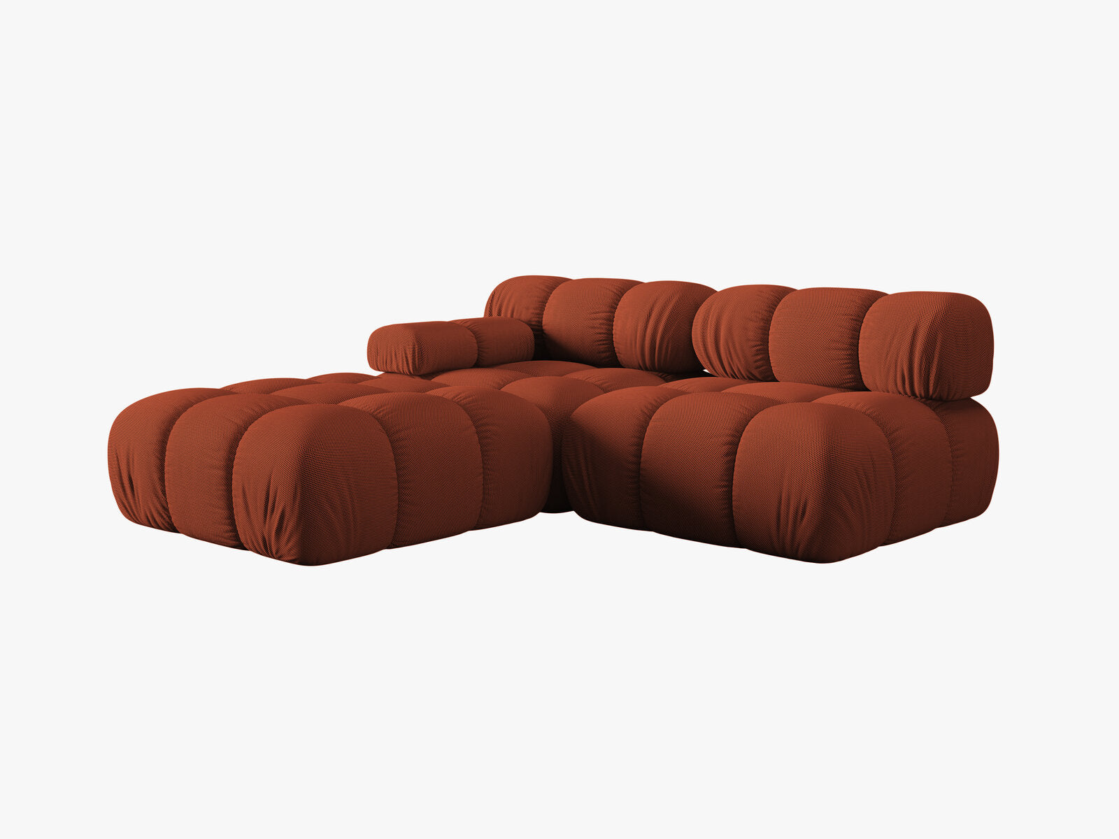 Micadoni Modulares Sofa Bellis 4-Sitzer Links 3D-Stoff Sonic Ziegel