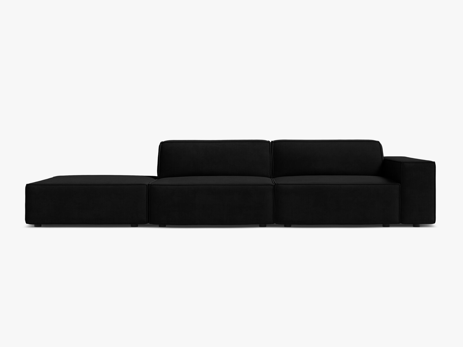 Micadoni Sofa Jodie 3-Sitzer Links Samt Bluvel Schwarz