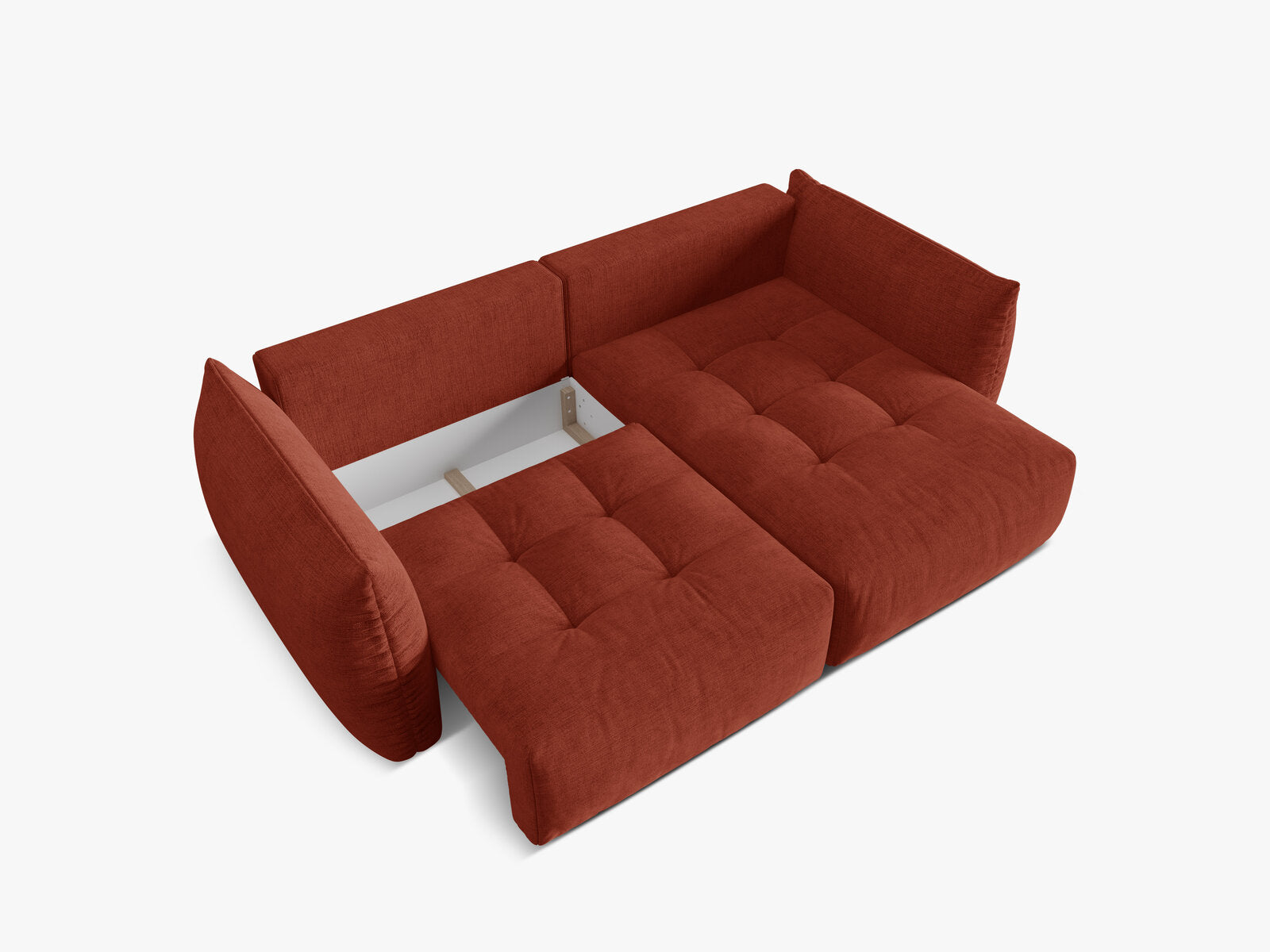 Micadoni Bloom Ecksofa 3-Sitzer mit Schlaffunktion Rechts Strukturierter Stoff Wind Kastanienbraun