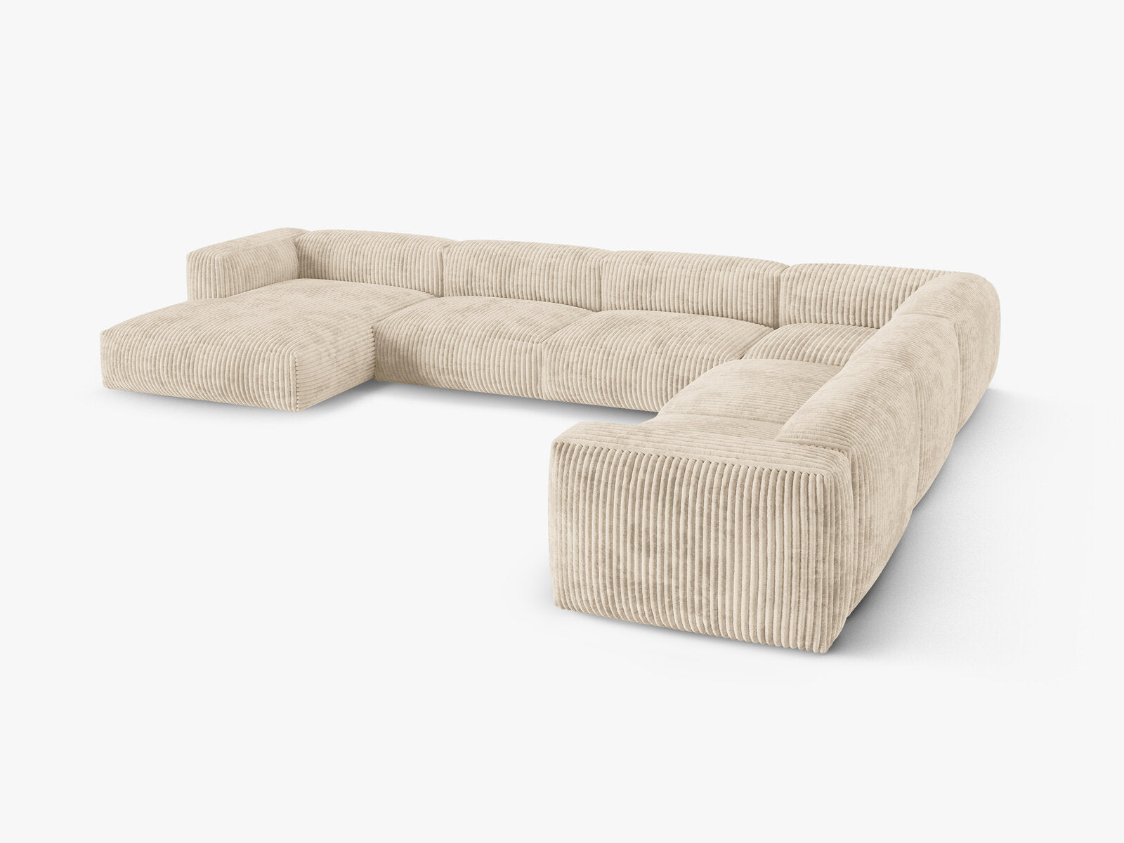 Micadoni modulares Ecksofa XL Martina 6-Sitzer 90cm Sitztiefe Rechts Kord Tilia Helles Beige