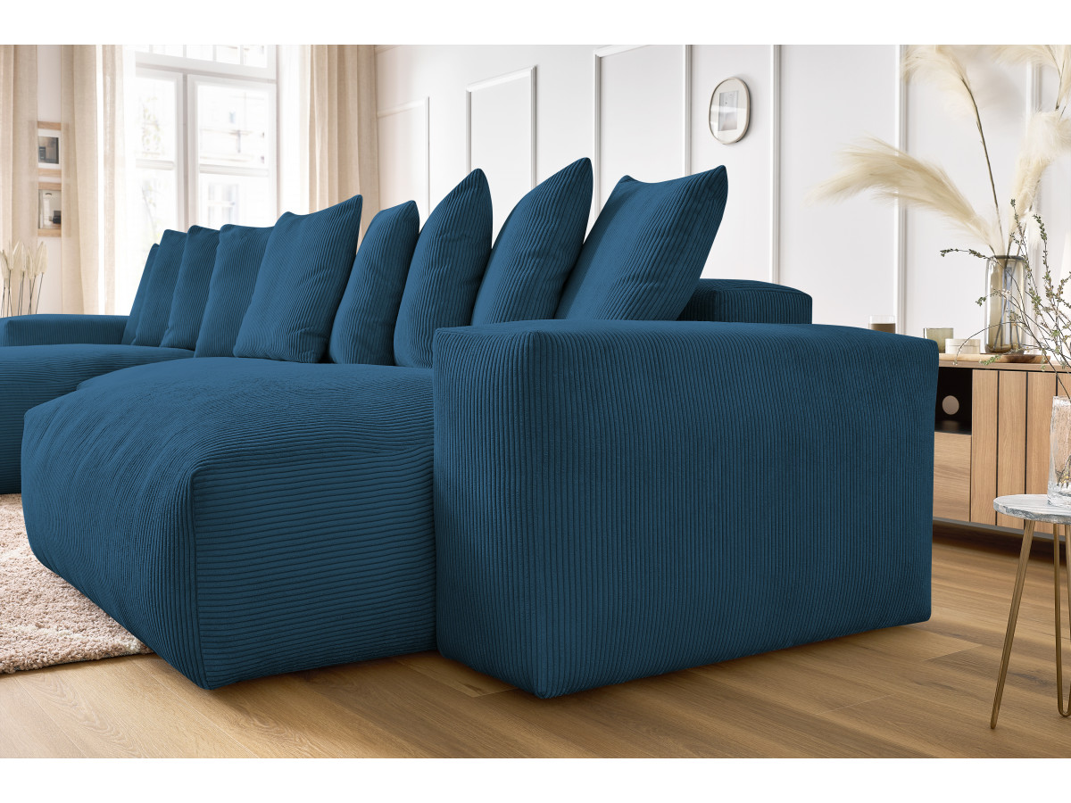 Bobochic Voltaire Wohnlandschaft 420 × 174 cm Cordsamt Dunkelblau