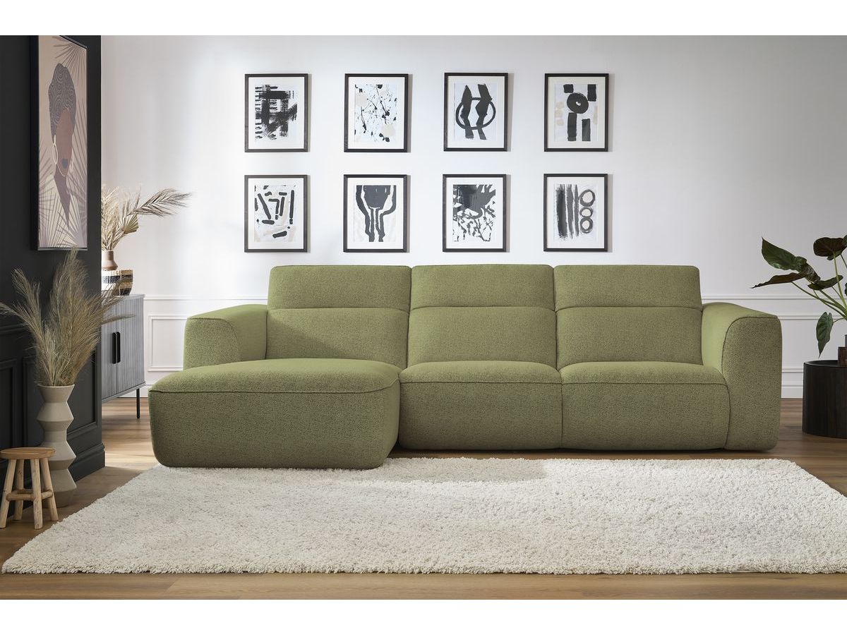 Bobochic William Ecksofa Melange-Stoff Grün Ecke links