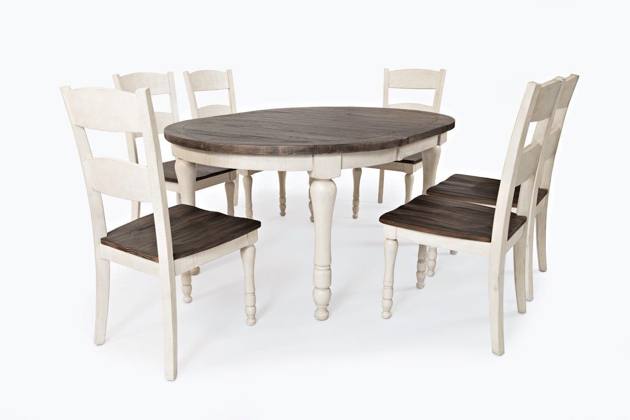 Moebelfaktor Livin Hill Esstisch AV1706-66-+-AV1706-401KDx6 Antikes Weiss, braune Platte