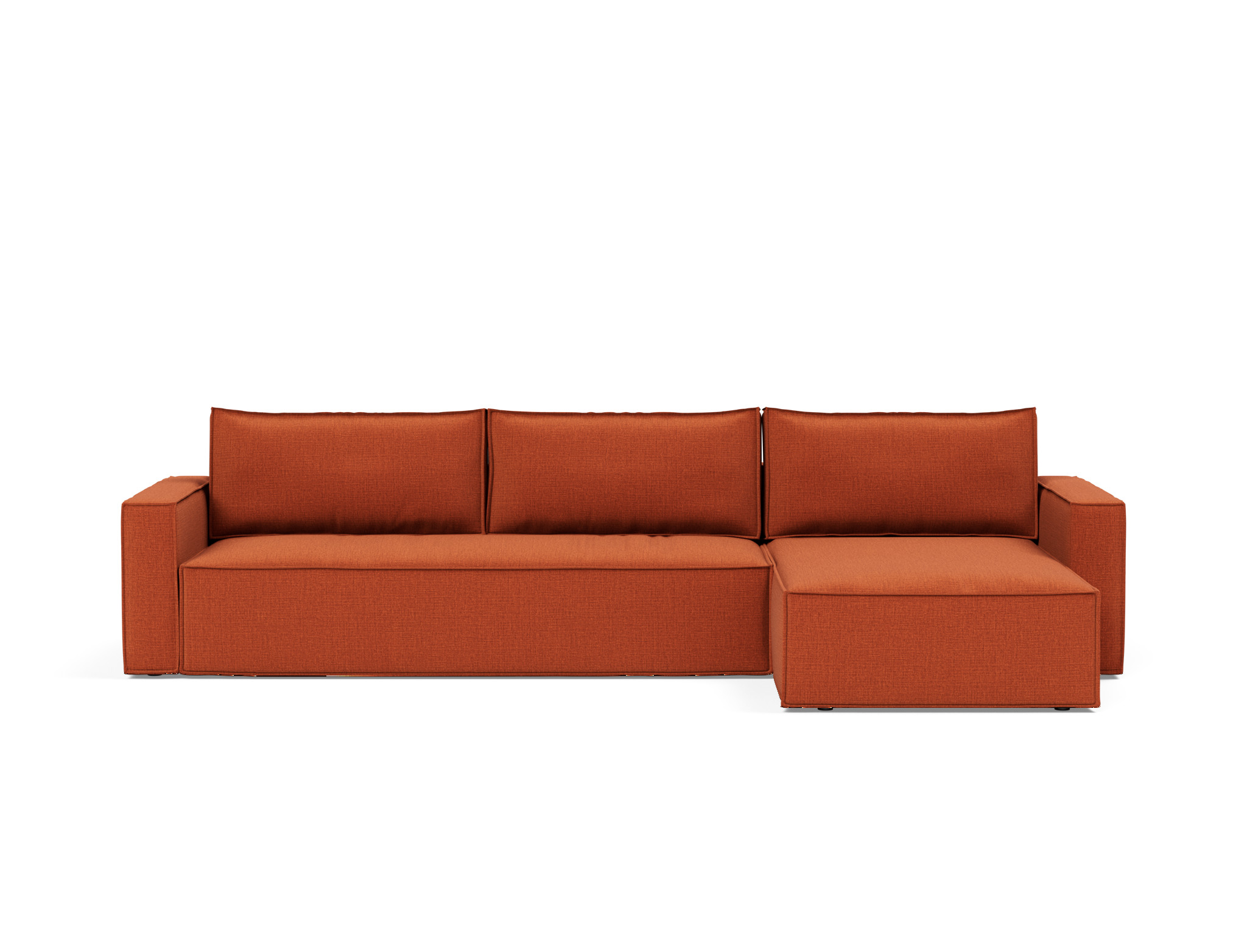 Schlafsofa Newilla mit Chaiselongue Chenille Esina 412-Rust-Orange