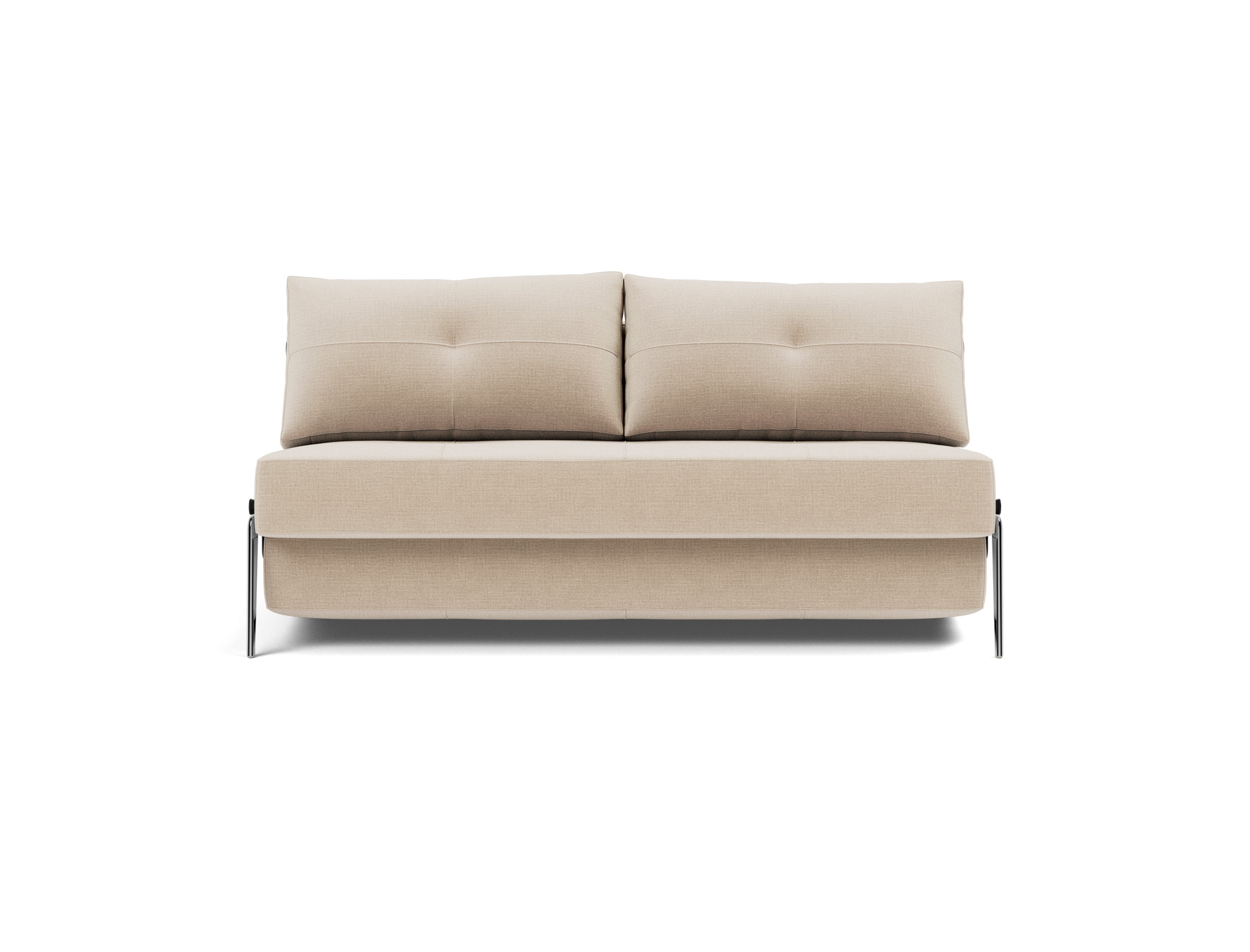 Schlafsofa Cubed 160 Chenille Esina 410-Almond-Beige Beine Aluminium