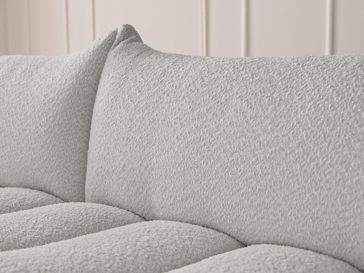 Bobochic Azra Ecksofa 325 × 112 cm Bouclé-Stoff Hellgrau Ecke links