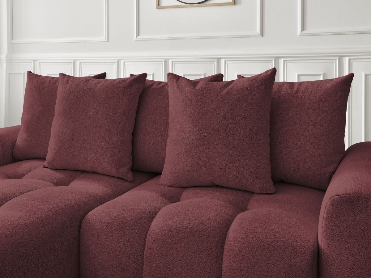 Bobochic Roxelane Ecksofa mit Schlaffunktion und Bettkasten 258 × 150 cm Melange-Stoff Rot Ecke links