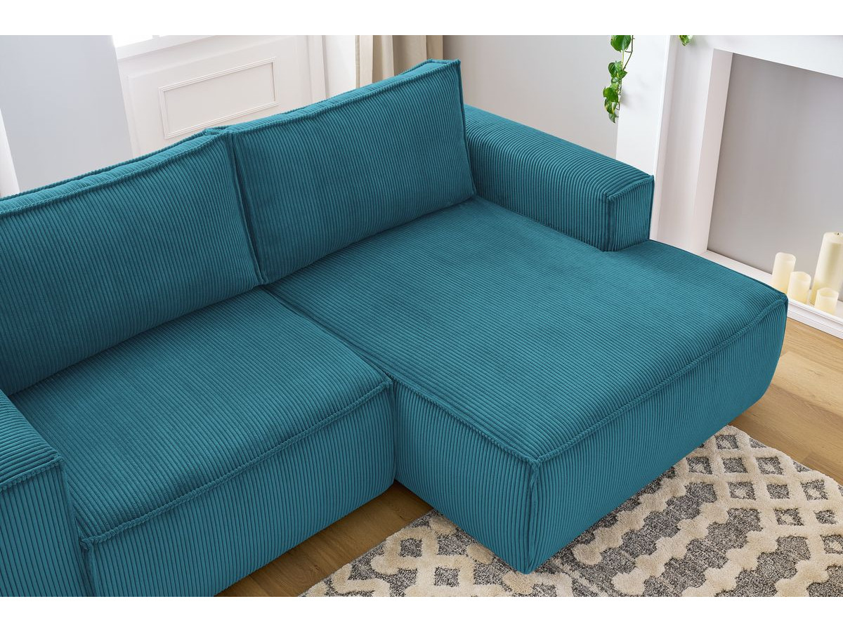 Bobochic Nihad Ecksofa Cordsamt Dunkelblau Ecke rechts