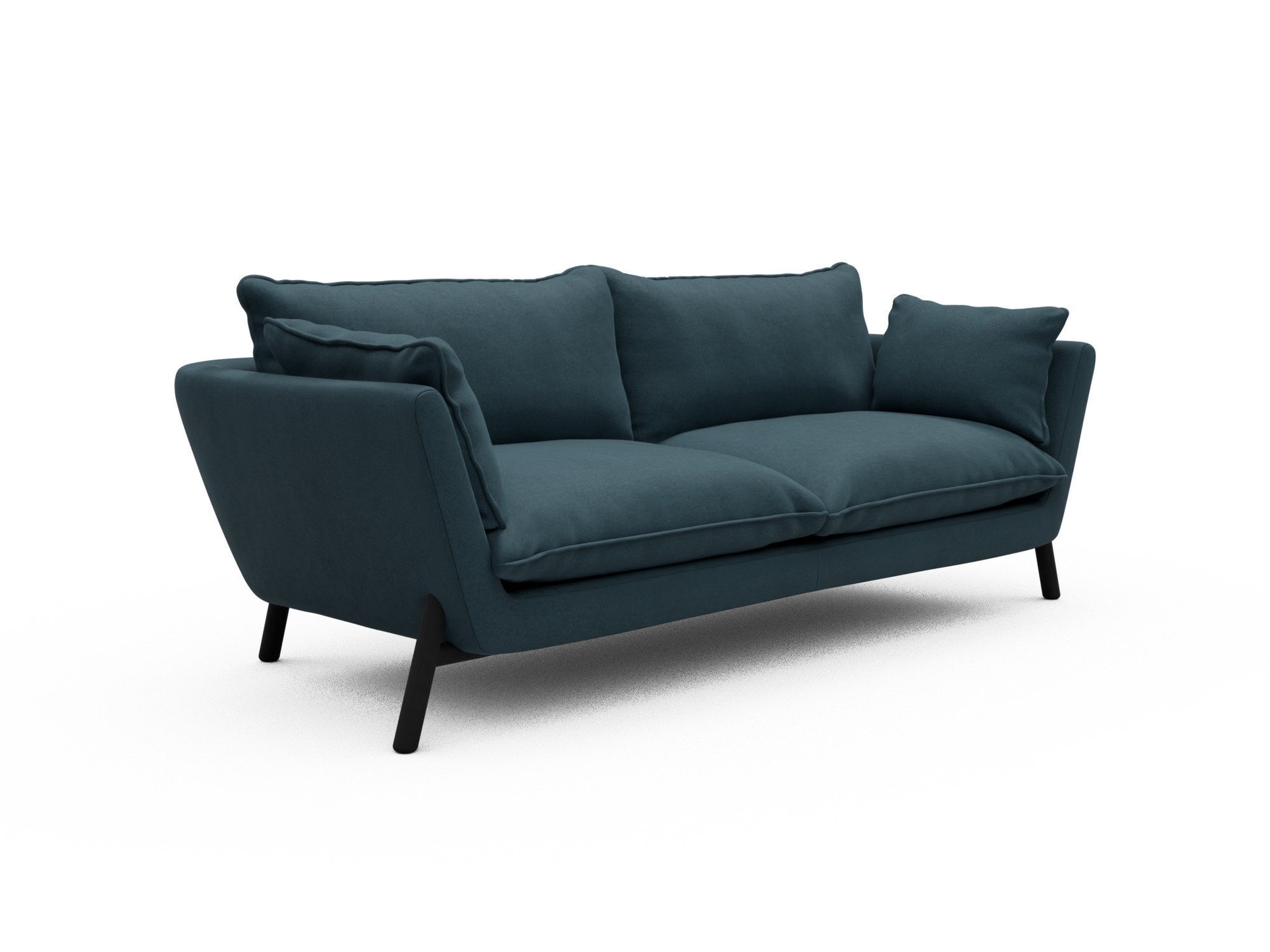 Skandi Home Sofa Emil Soft 3-Sitzer Beinfarbe Eiche Schwarz Satya-Indigo moebelfaktor