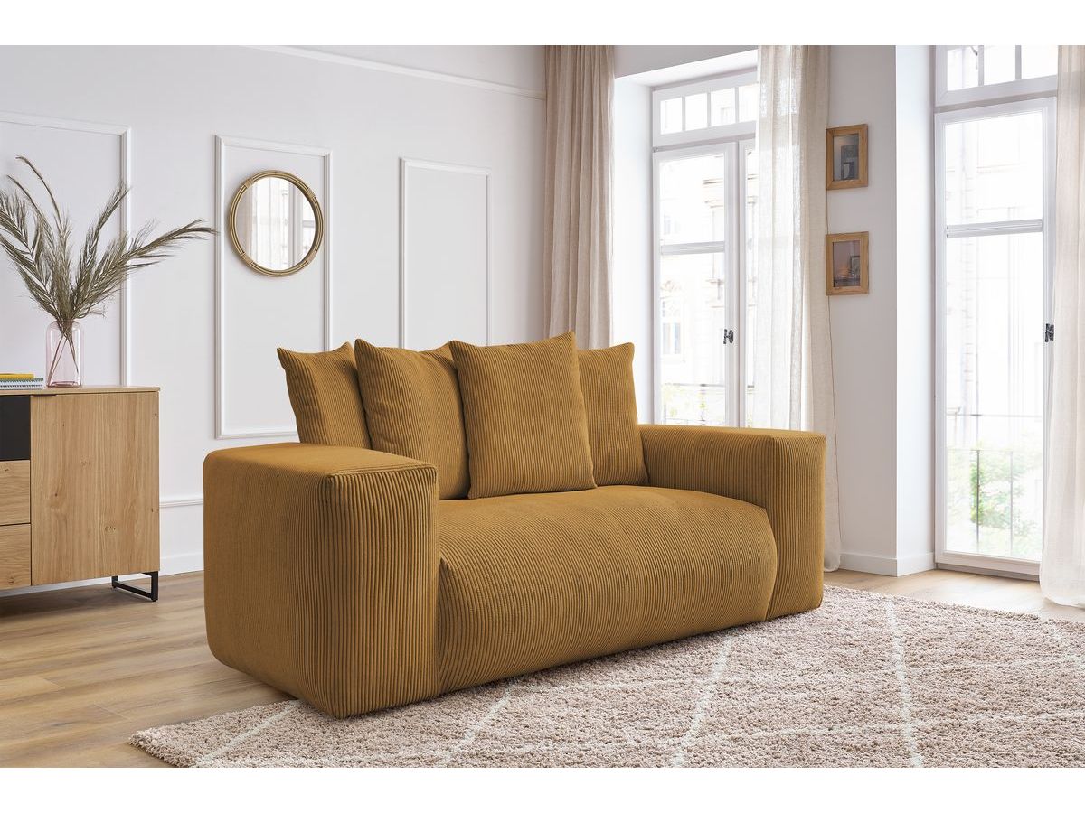 Bobochic Voltaire Sofa 2-Sitzer Cordsamt Gelb
