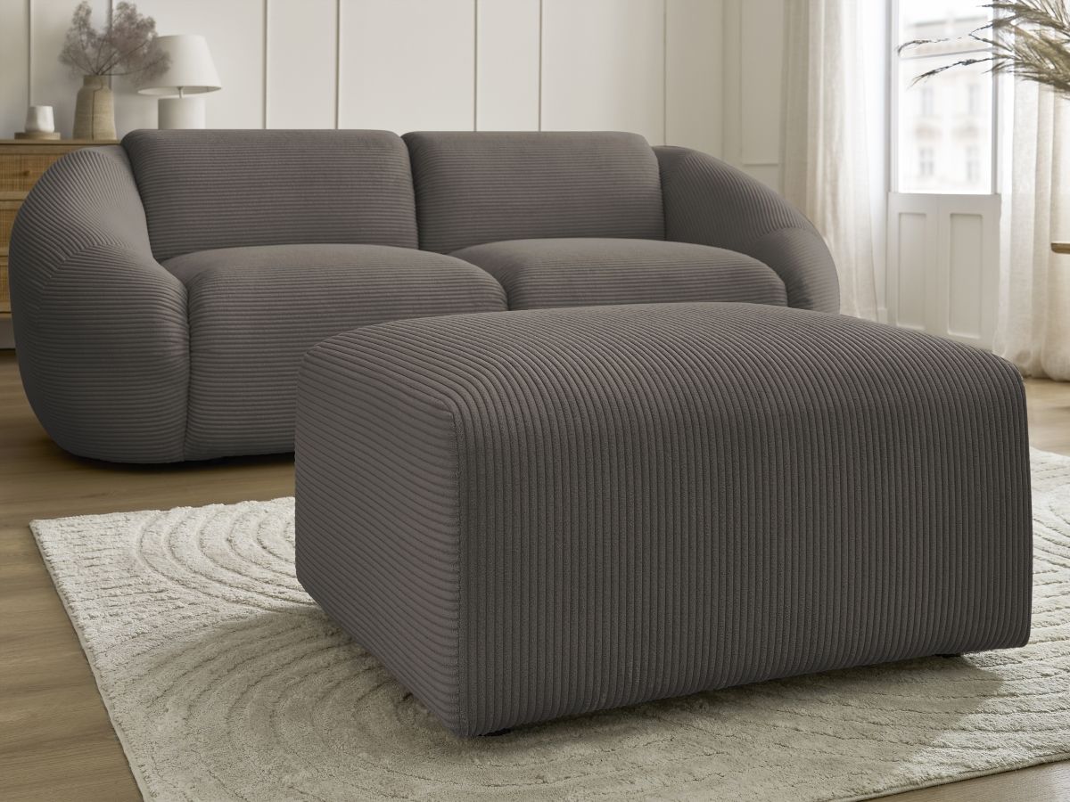 Bobochic Tina Sofa 3-Sitzer mit Pouf Cordsamt Taupe