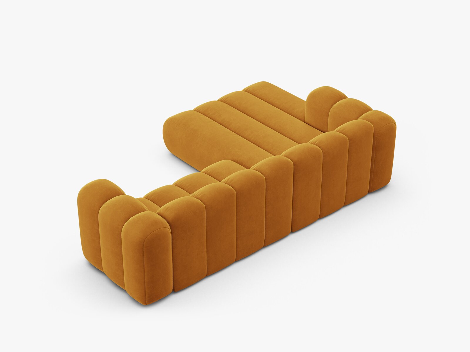 Micadoni Modulares Ecksofa Lupine 4-Sitzer mittelgroß Samt Venus Gelb Links