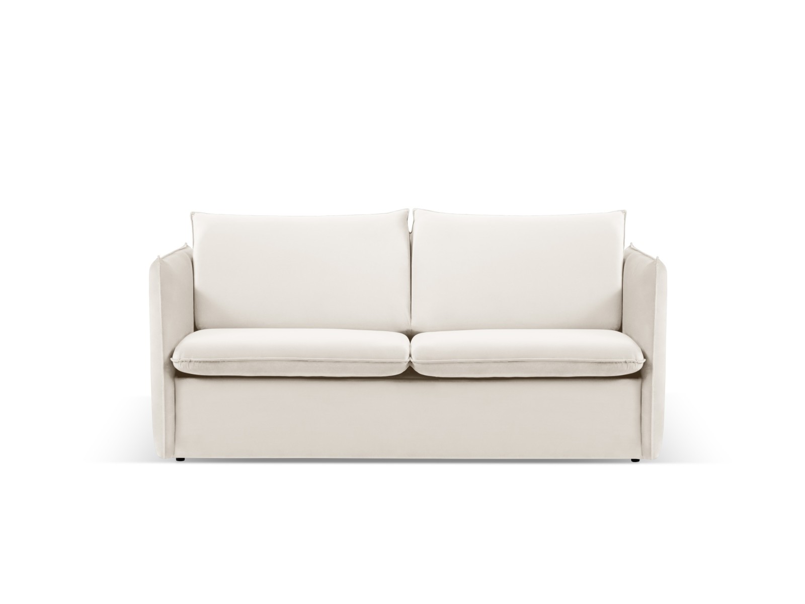 2-Sitzer Velvet Sofa mit Bettfunktion Agate | Bezug Light Beige | Beinfarbe Black Plastic