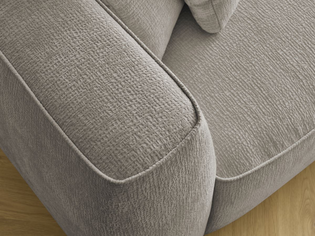 Bobochic Leopold Sofa 4-Sitzer mit Pouf Strukturstoff Taupe Armlehne links