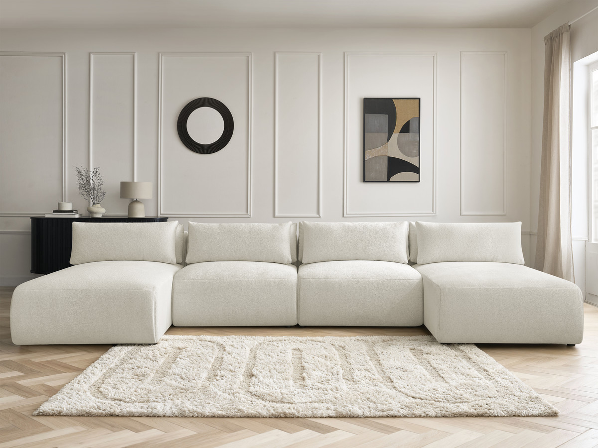 Bobochic Jana Wohnlandschaft Melange-Stoff Weiß