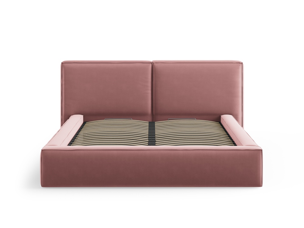 Cosmopolitan Design Stauraumbett mit doppeltem Kopfteil Arendal 180x200 Samt Bluvel Rosa