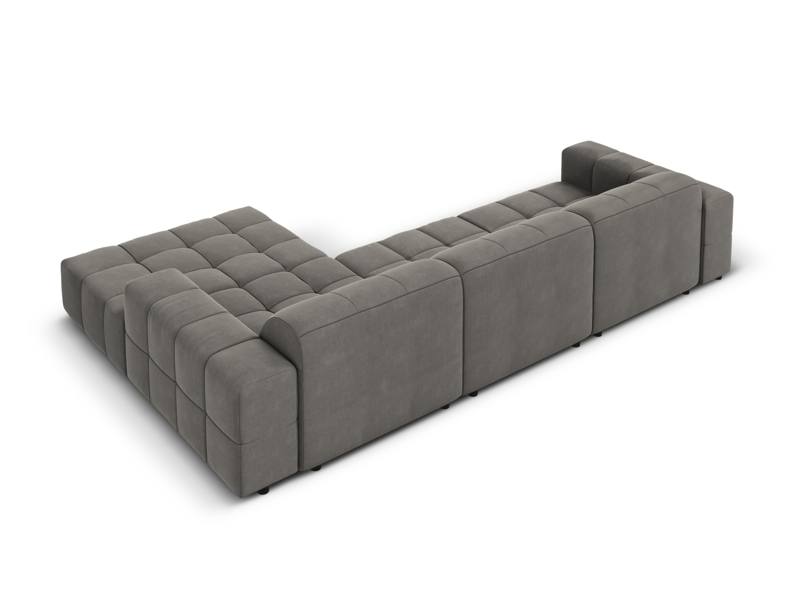 Cosmopolitan Design Ecksofa Chicago 4-Sitzer Samt Bluvel Hellgrau Rechts
