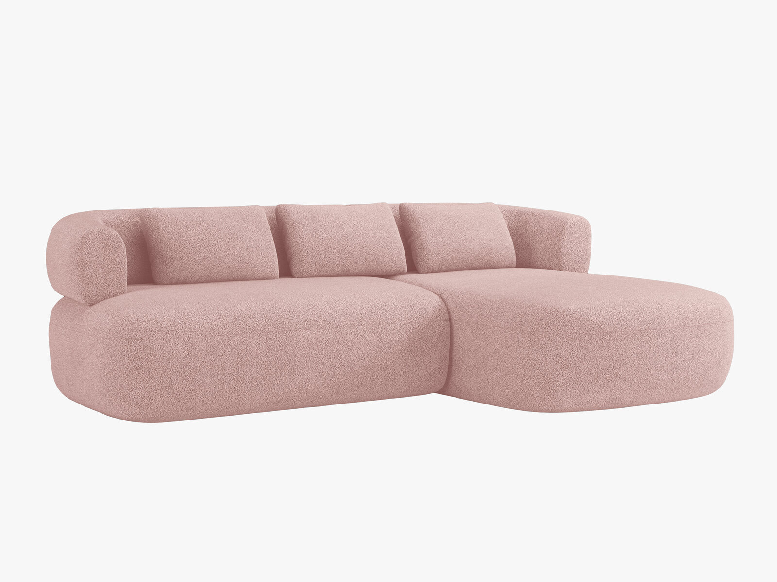Micadoni 5-Sitzer Ecksofa Jenny Rechts Boucle Now or Never Puderrosa