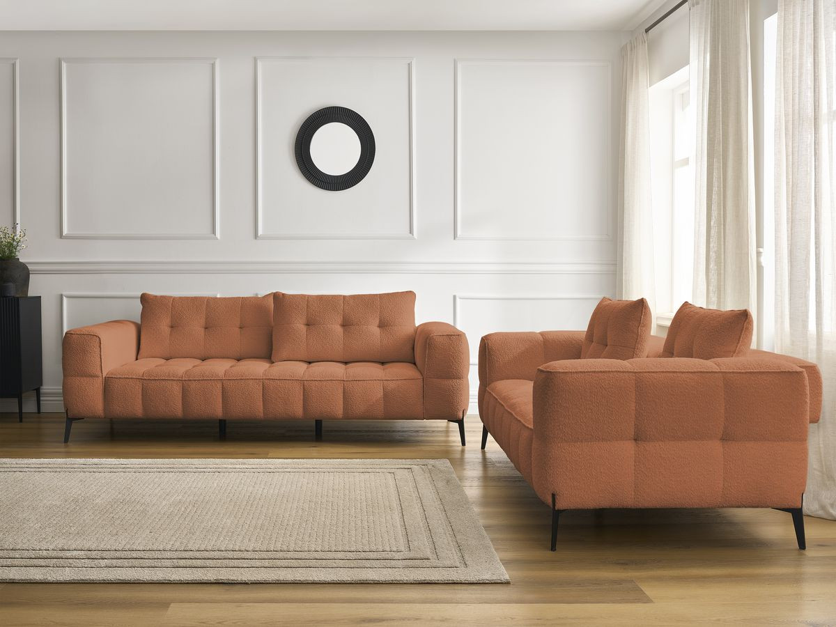 Bobochic Anis Sofa 5-Sitzer Bouclé-Stoff Orange