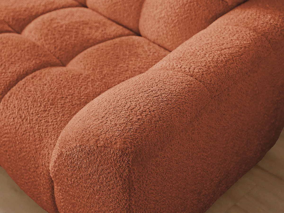 Bobochic Jaya Ecksofa mit Pouf Chenille Orange Ecke links