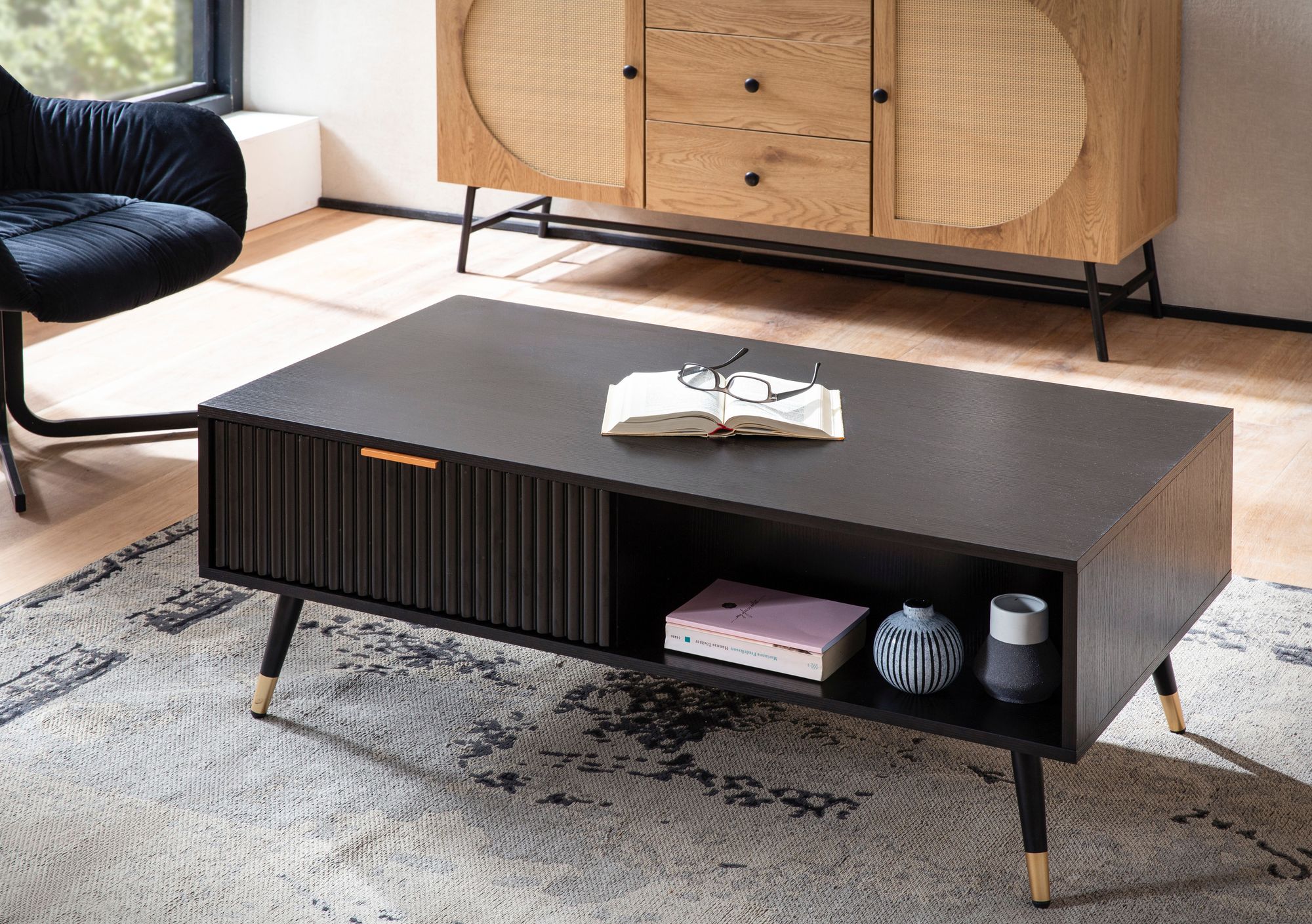 Couchtisch Evenskjer Schwarz 110 × 60 × 43 cm