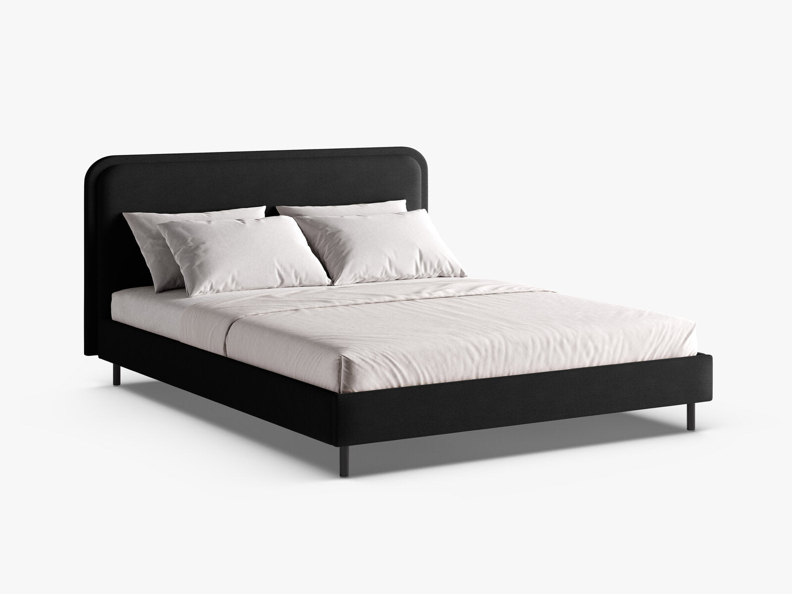 Micadoni Stauraumbett mit Kopfteil Aveline Strukturierter Stoff Wind Schwarz 200x200