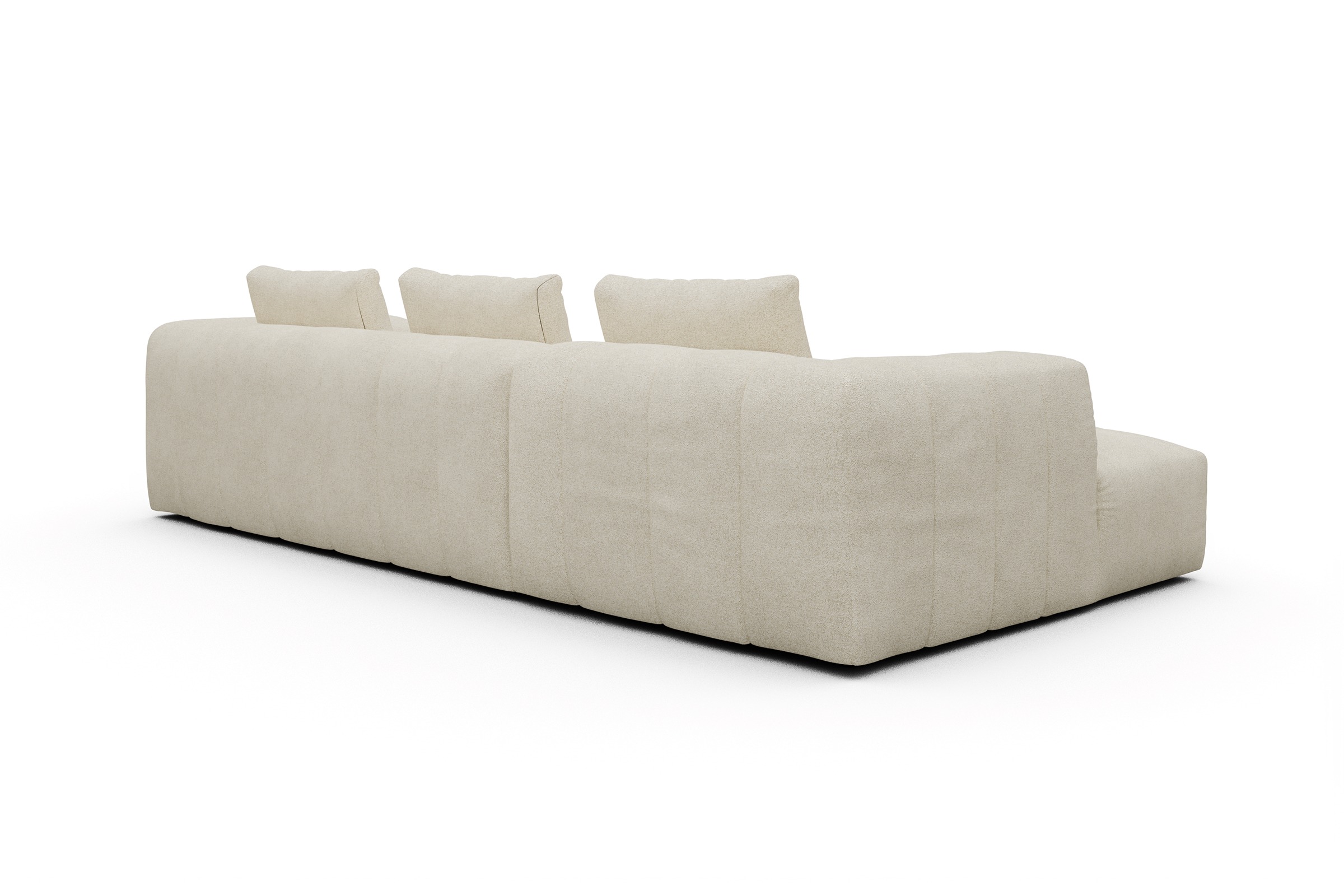 Ecksofa Hugo 2,5-Sitzer Armlehne rechts mit Chaiselongue Boucle-Off-White