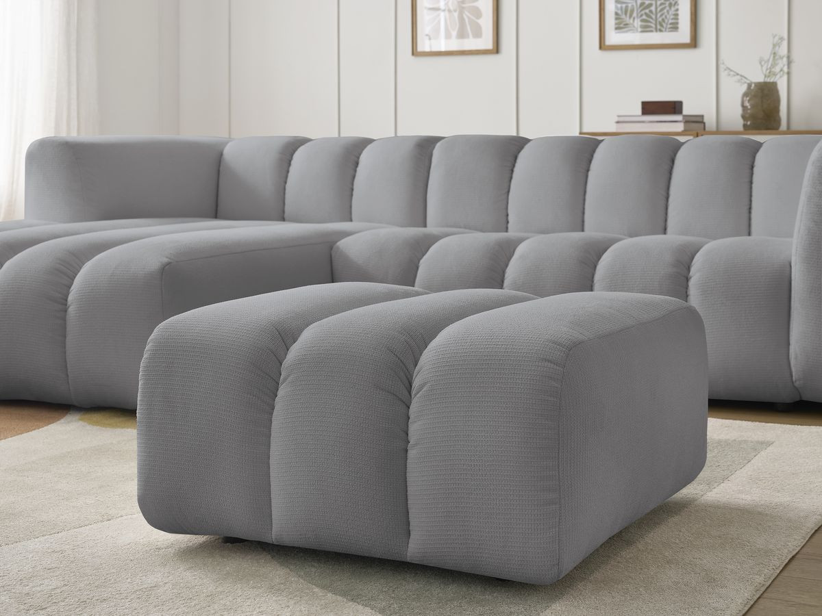Bobochic Talia Ecksofa mit Pouf Melange-Stoff Hellgrau Ecke links