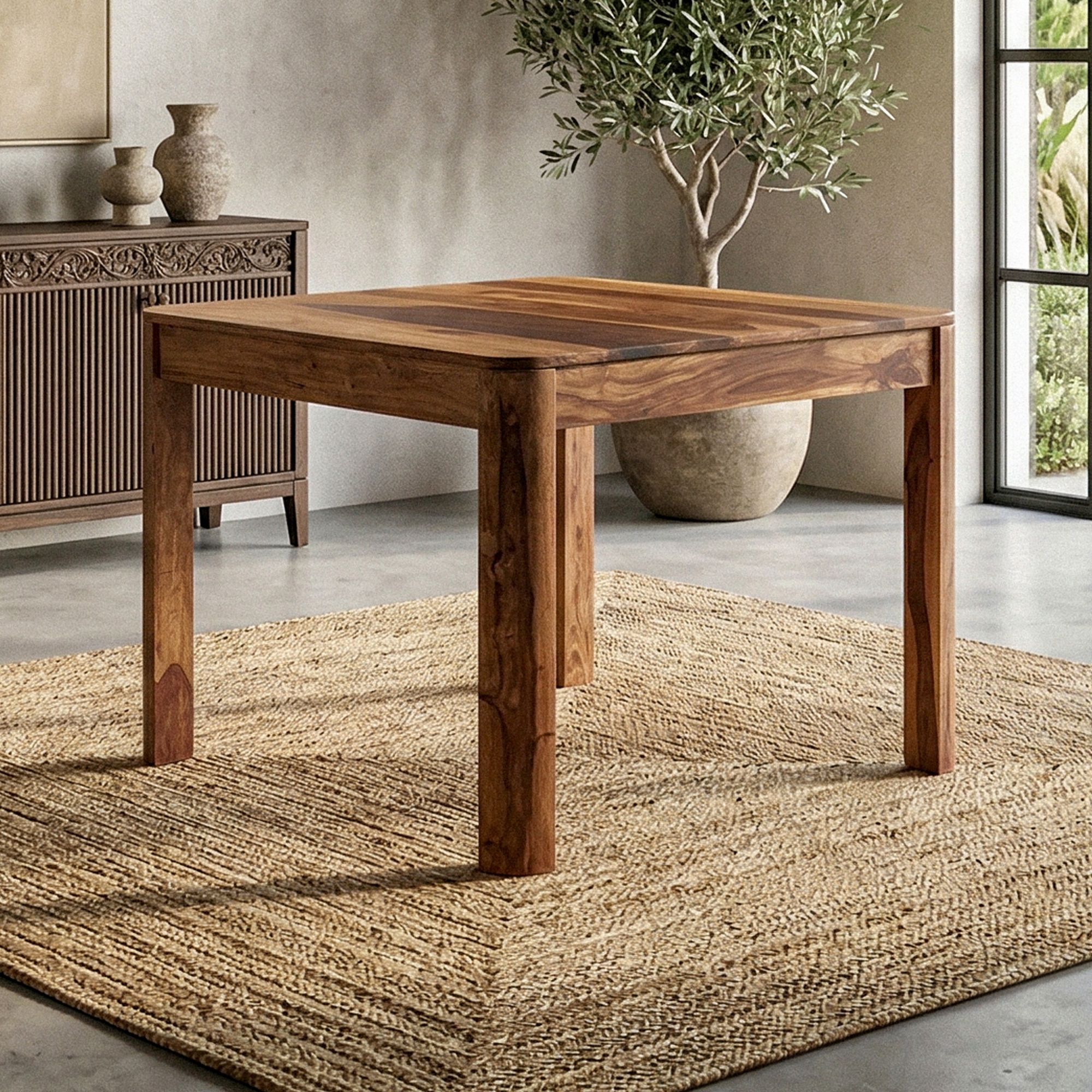 Esstisch Nesset Massivholz Dunkelbraun 80 × 80 cm