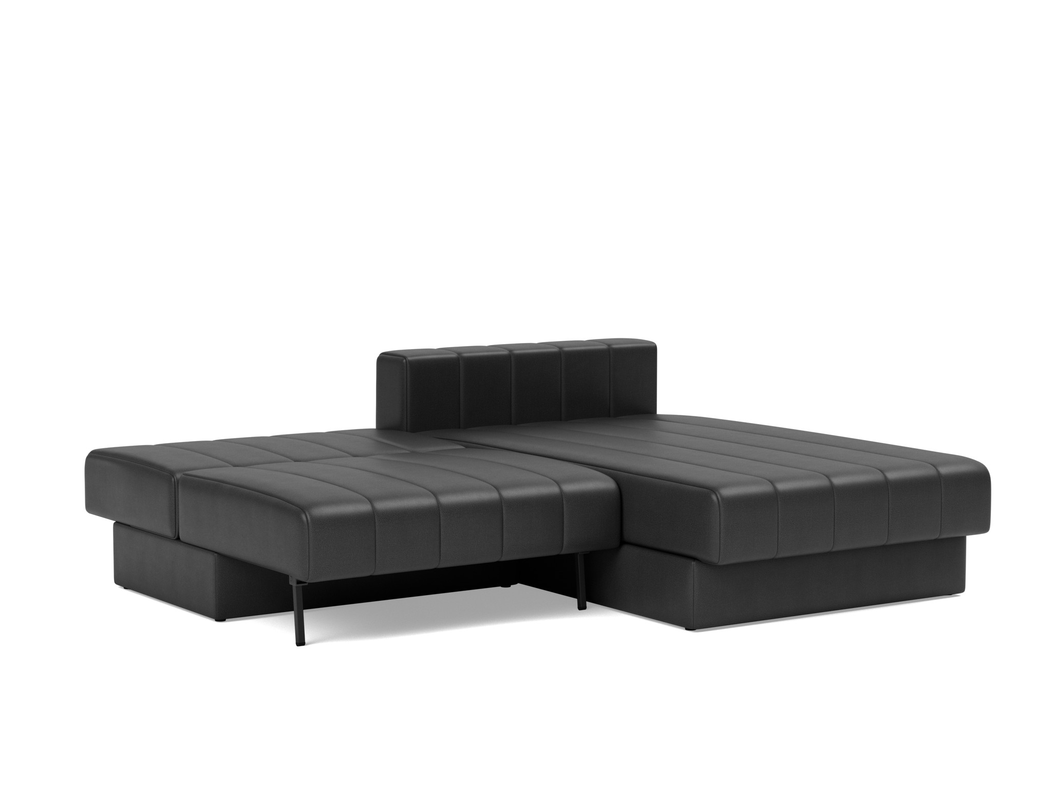 Schlafsofa Akello mit Chaiselongue Lederoptik Faunal 550-Black