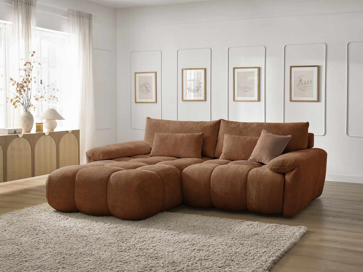 Bobochic Ivane Ecksofa Strukturstoff Orange Ecke links