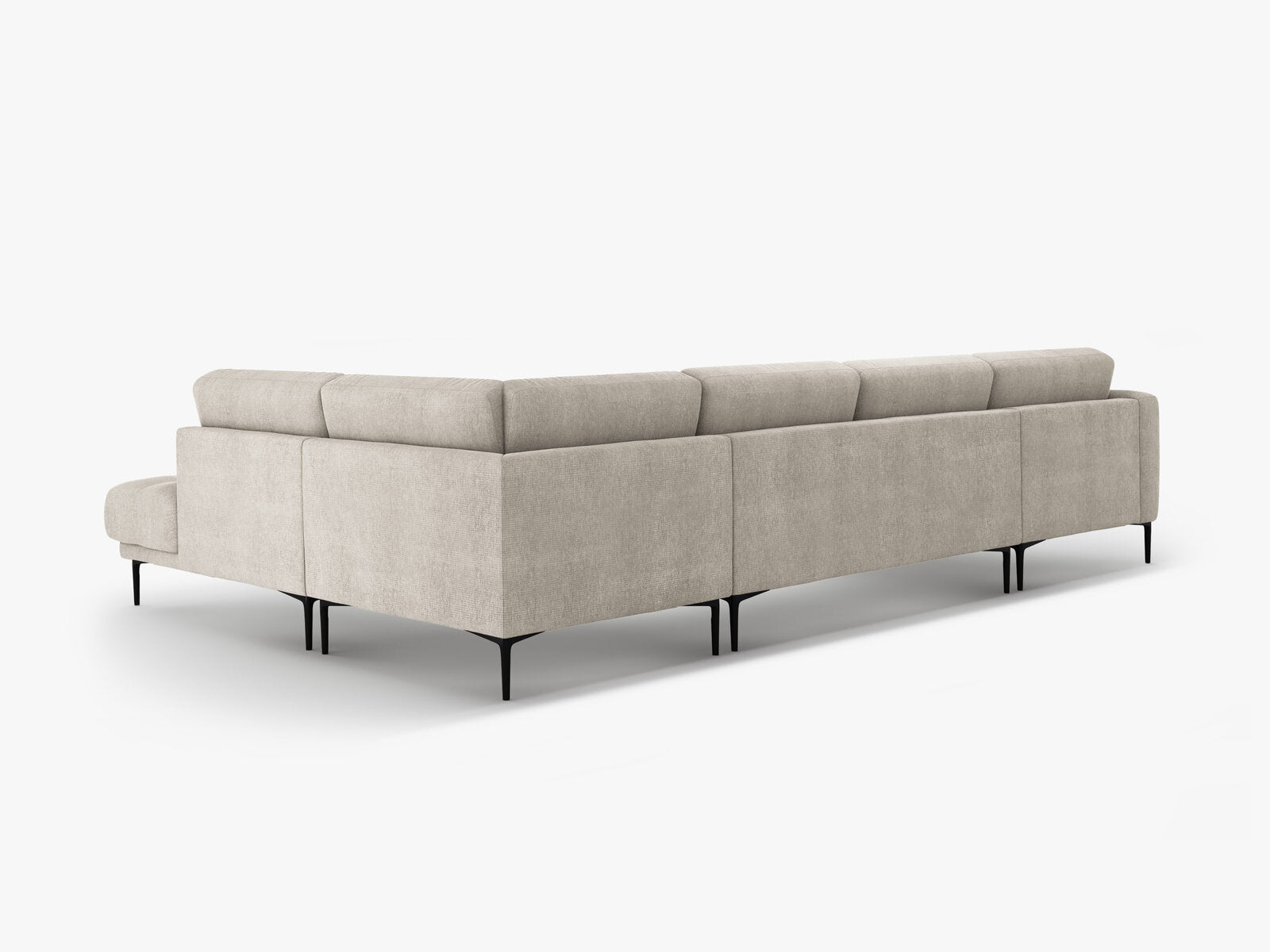 Micadoni Panorama Ecksofa Bemy 7-Sitzer Rechts Strukturierter Stoff Beige