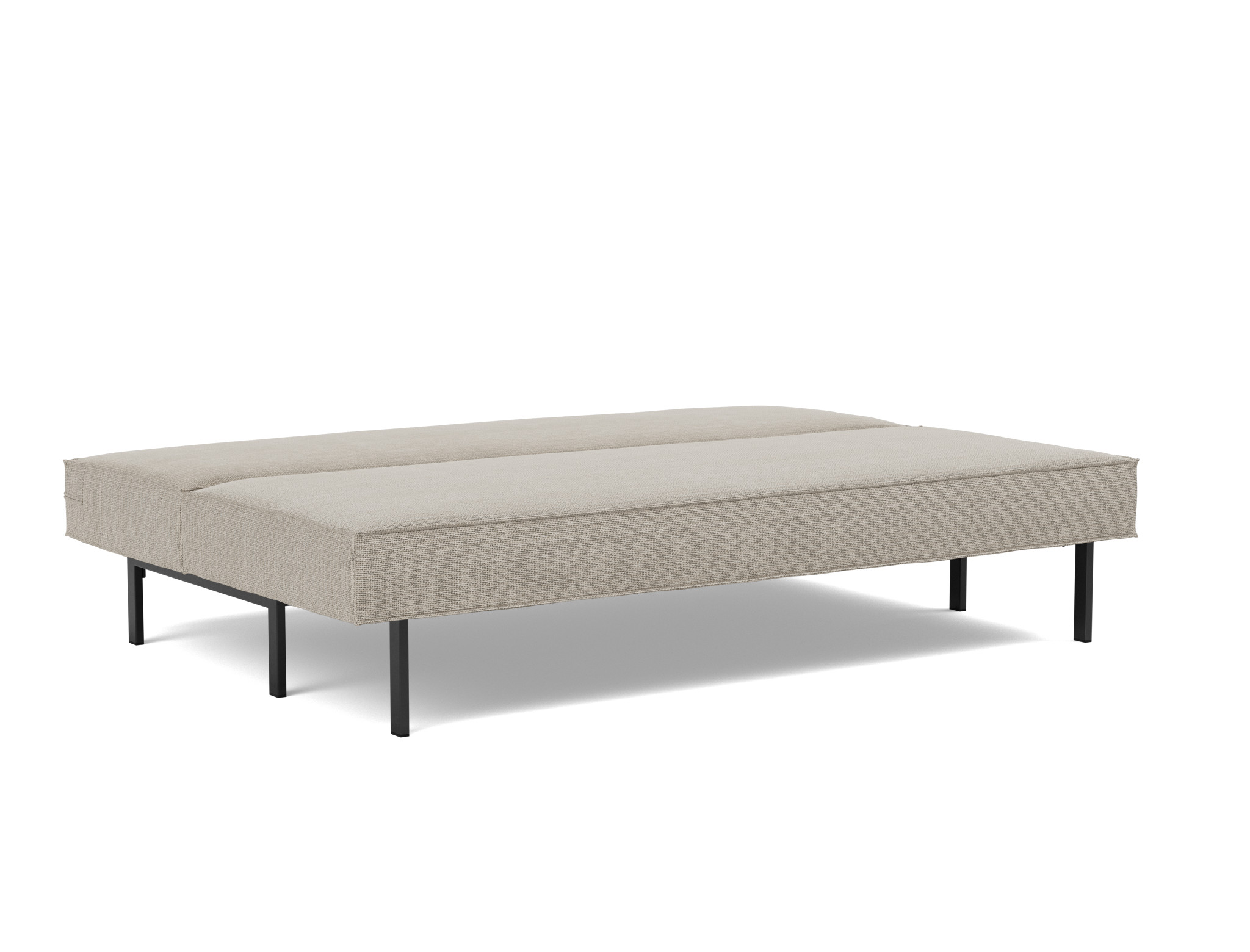 Schlafsofa Sly Strukturierter Stoff Kenya 579-Gravel Beine Schwarzes Metall