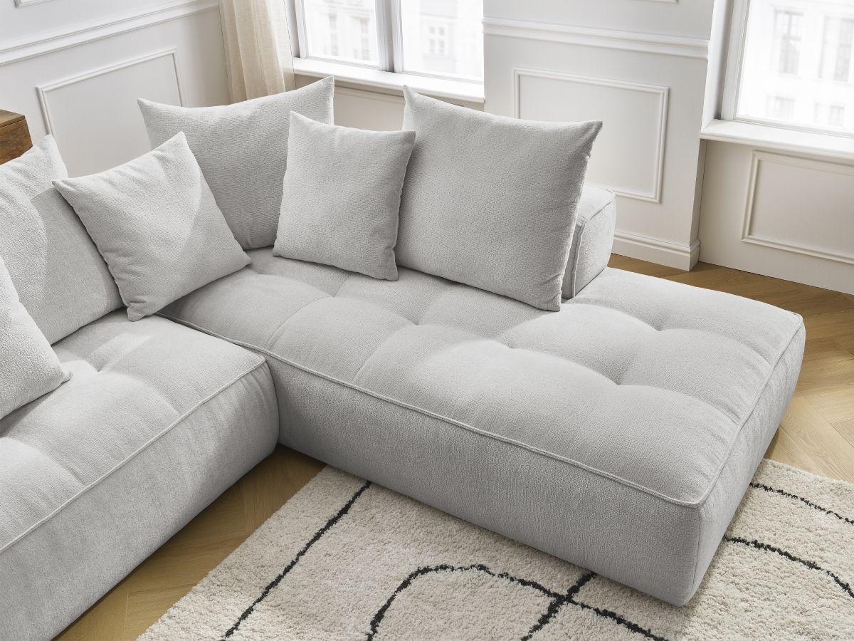 Bobochic Whesley Ecksofa Stoff Hellgrau Ecke rechts