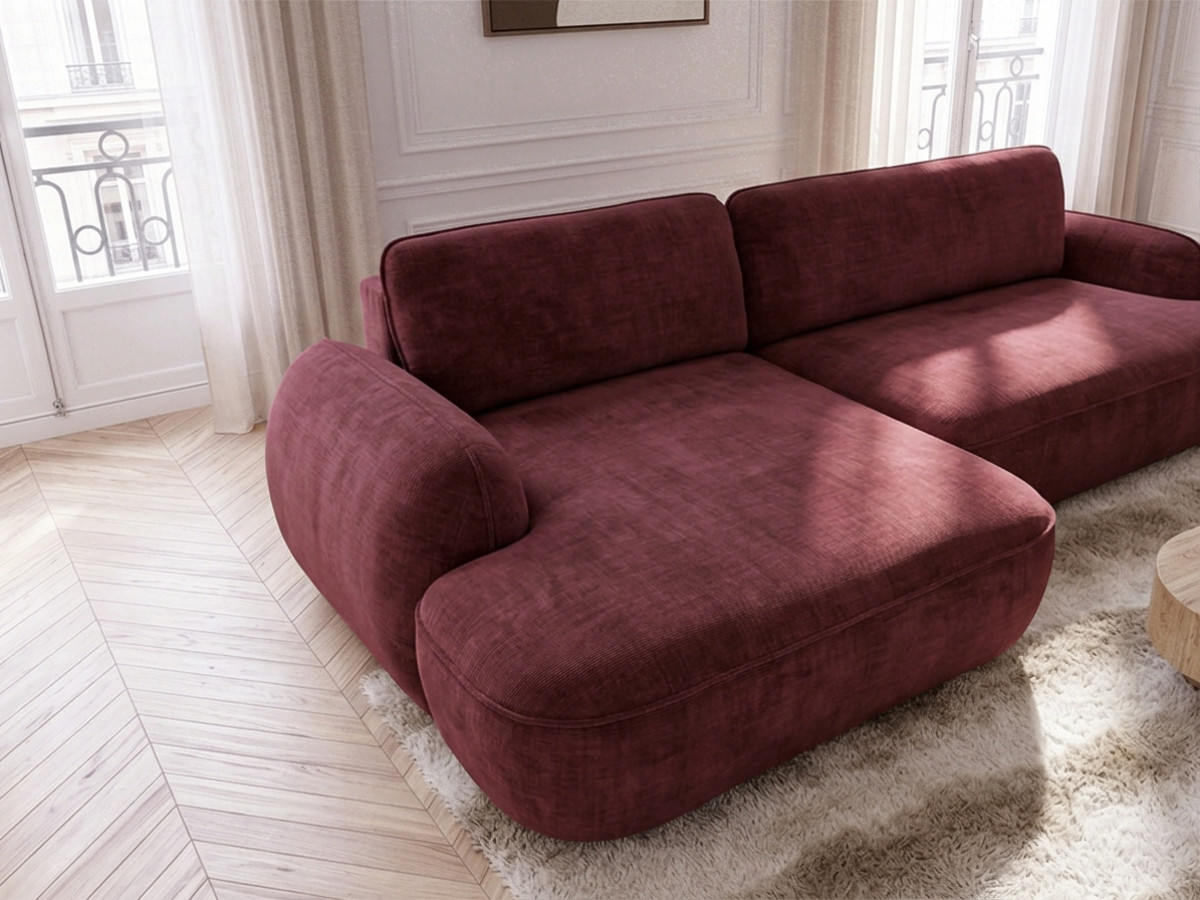 Bobochic Celeste Ecksofa mit Schlaffunktion und Bettkasten Stoff Rot Ecke links