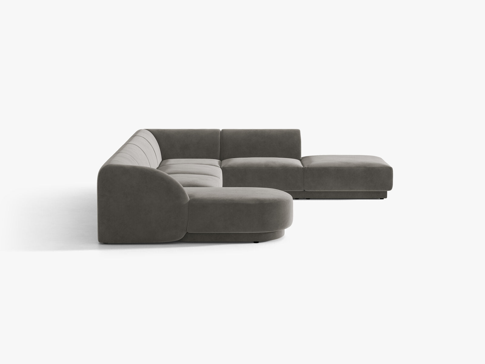 Micadoni Panorama-Ecksofa Miley 6-Sitzer Rechts Samt Bluvel Hellgrau